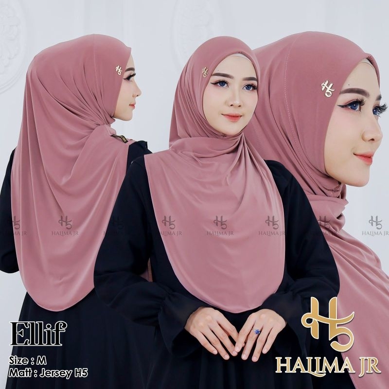Halima _ hijab instan ellif size m nonpet bahan jersey / hijab instan putar halima