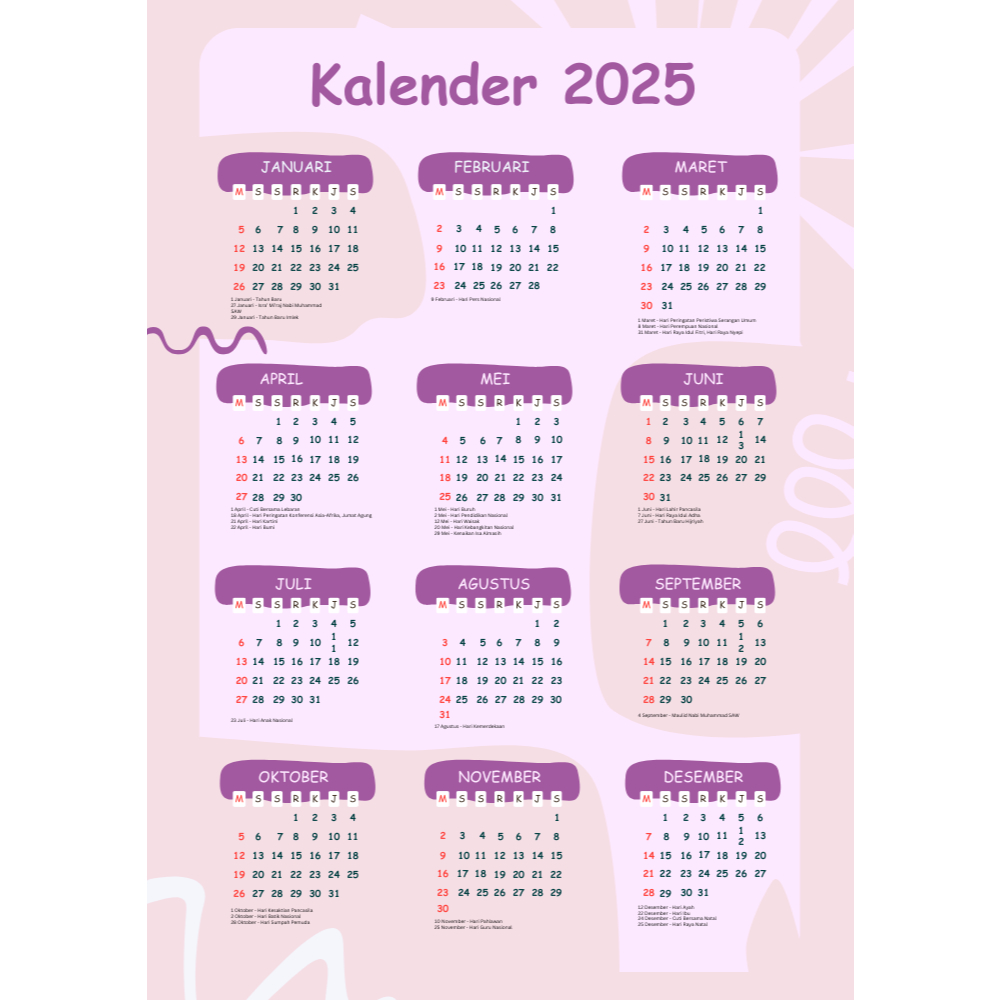 

KALENDER 2025 KALENDER LUCU CUSTOM FOTO KALENDER TANGGALAN