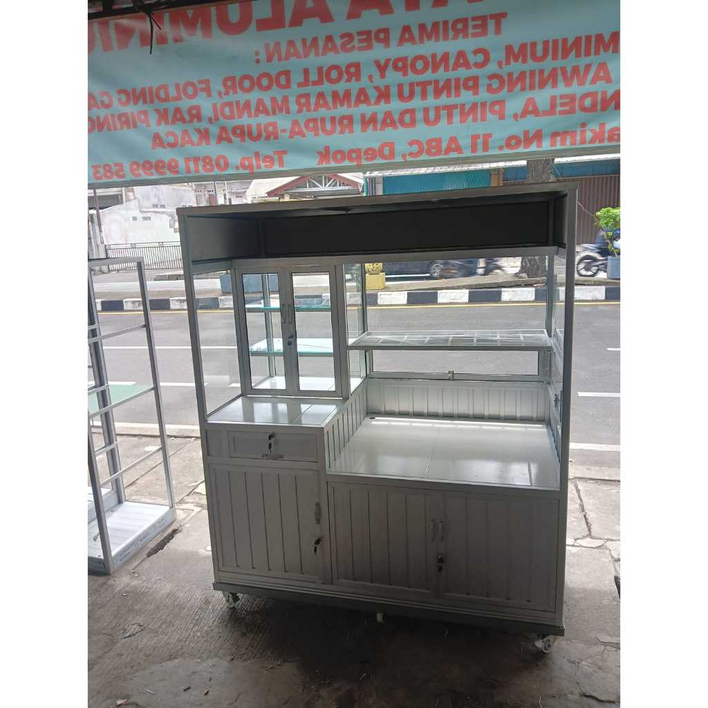 Gerobak Gorengan Serba Guna Silver ( FREE Onkir Khusus Jabodetabek )