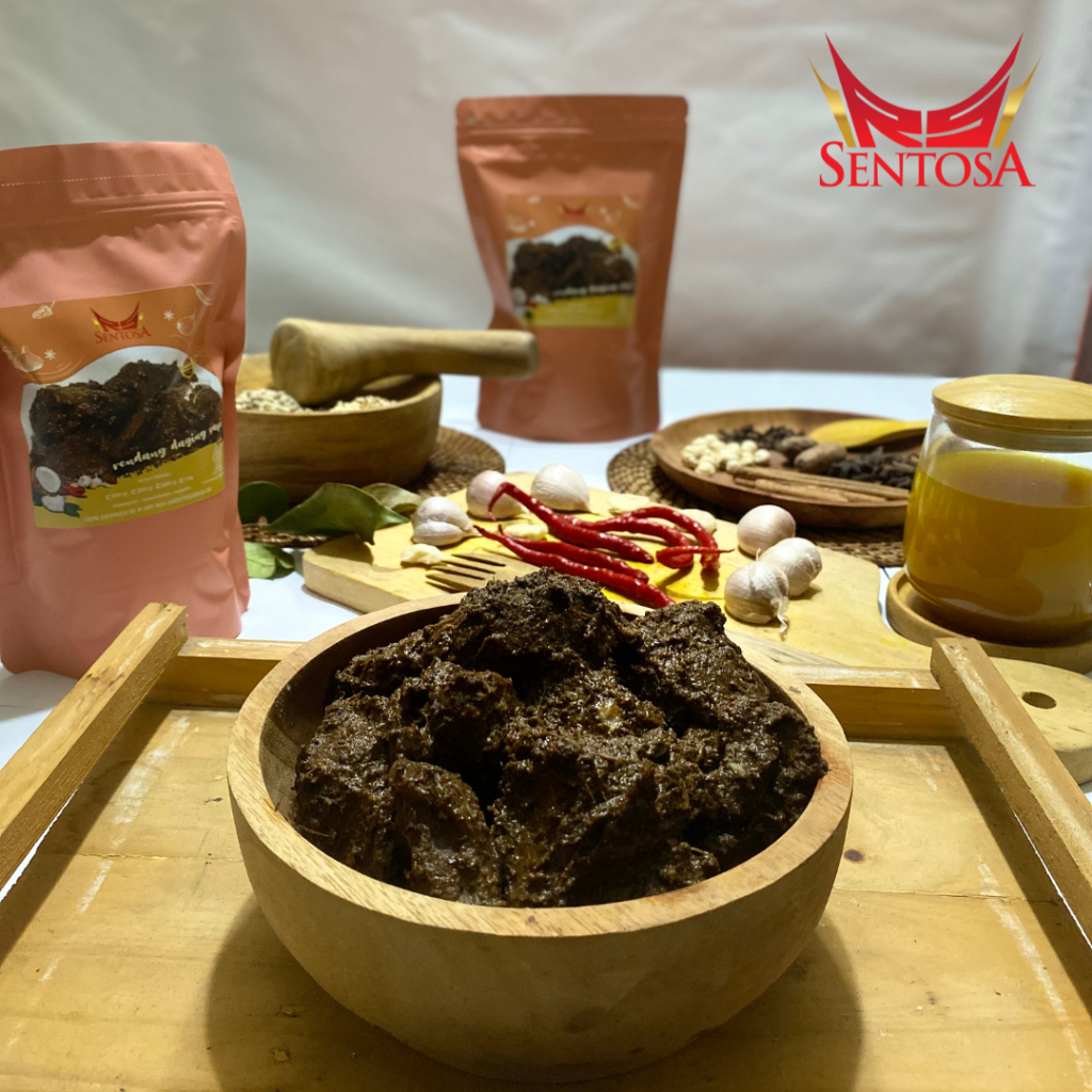 

Rendang Daging Sapi Sentosa Makanan Kemasan Lauk Instan Siap Saji Halal 250 gram