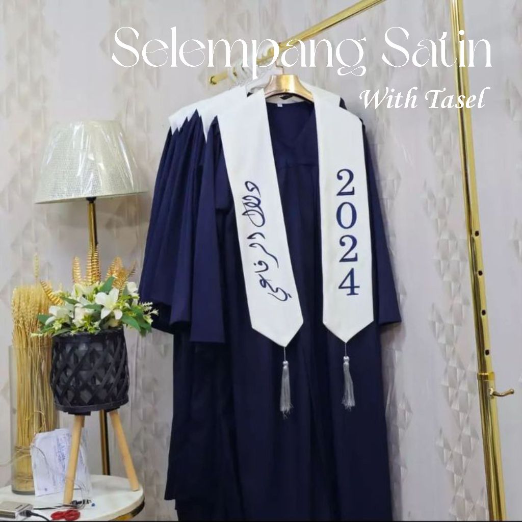 Selempang Wisuda Bahan Satin Premium Dengan Aksen Tasel Sash Graduation Satin With Tasel Custom Tuli