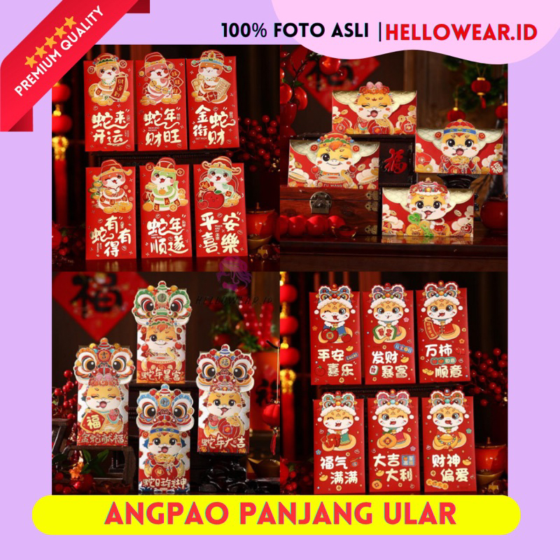 

Isi Set isi 4pcs / 6pcs Angpao Panjang Imlek Premium 3D ULAR 2025 NAGA DRAGON Sincia PANJANG ANGPAO IMLEK 2024