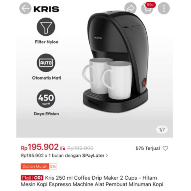 KRIS Drip Coffee Maker Preloved