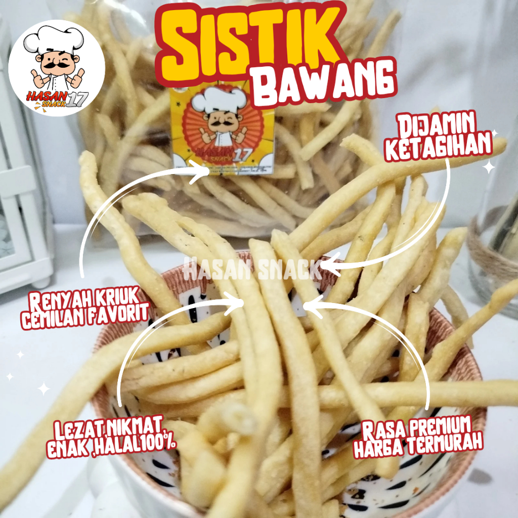

SISTIK BAWANG 250 GRAM / GRATIS ONGKIR BISA COD/ SUPER RENYAH KRIUK ENAK LEZAT / CEMILAN SNACK / MAKANAN RINGAN / HASAN SNACK 17