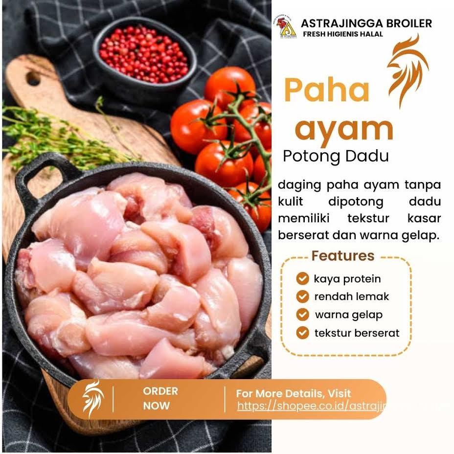 

Daging ayam paha potong dadu 1Kg astrajingga broiler
