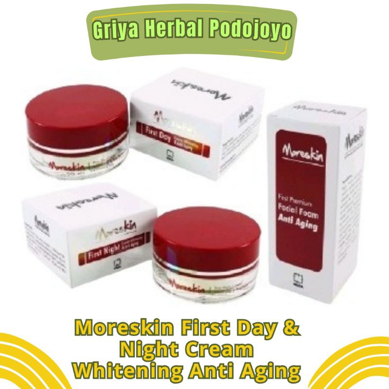 Moreskin First Day / Night Cream Whitening & Anti Aging Original Nasa Krim Siang Pagi Malam Facial F