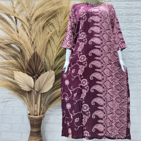 Daster murah kekinian - motif batik -  longdress - busui - rayon premium - jumbo - daster murah - pr