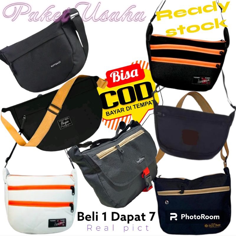 Paket Usaha 1 In 7 Tas Selempang Tas Samping Slingbag Pria Terbaru