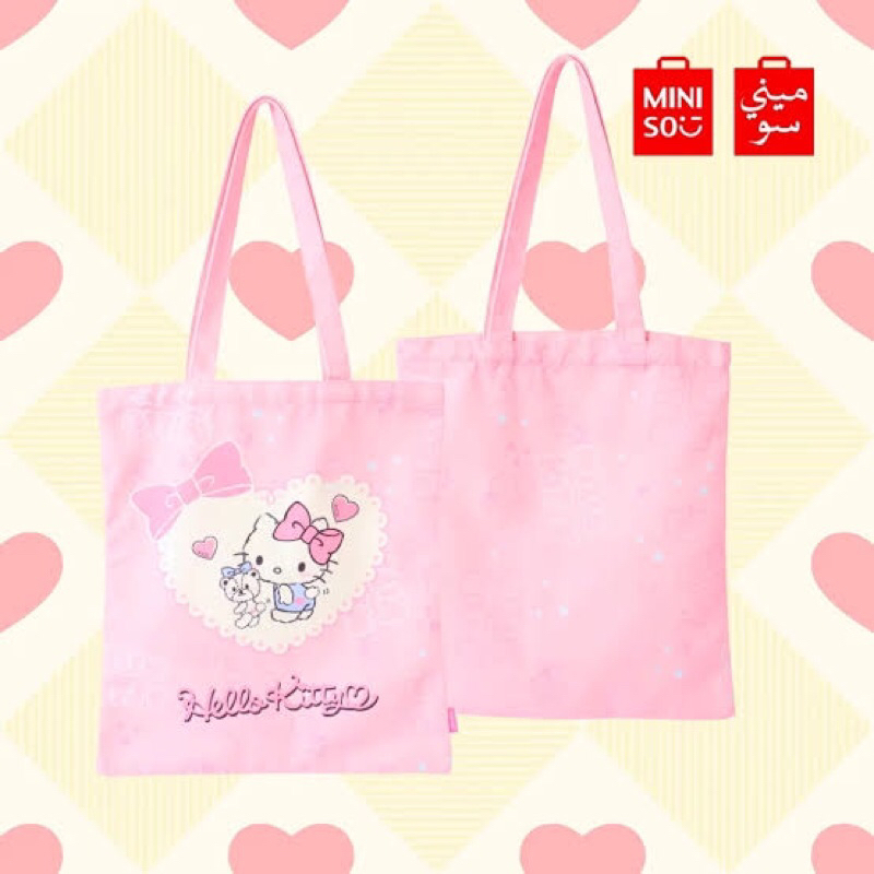 Miniso Hello kitty Totebag shopping bag / tas kanvas tas bahu tas belanja
