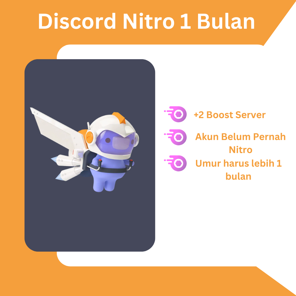 Discord Nitro 1 Bulan +2 Boost Server