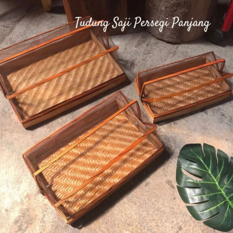 Tudung Saji Persegi Panjang Bambu + Tudung Saji Kotak Bambu / Tudung Saji Serbaguna + Anyaman Serbag