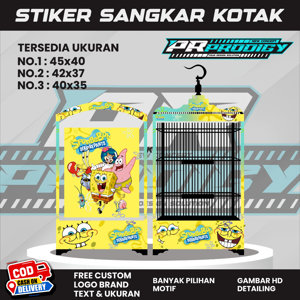 Decal  Sangkar Burung SPONGEBOB SQUERPANTS / Sangkar Koper / Sangkar Kosan