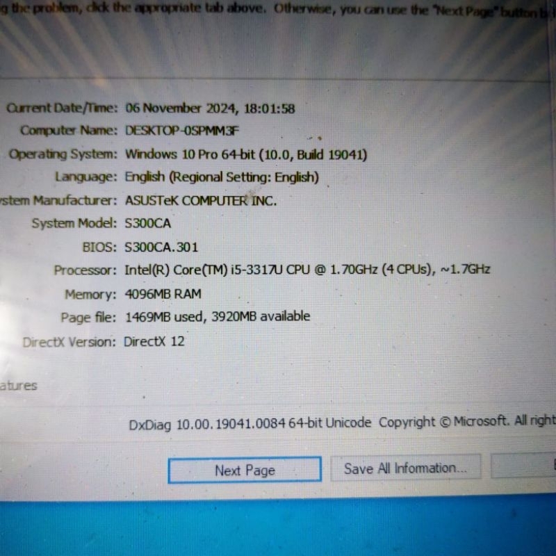 motherboard asus s300ca core i5 gen 3 normal