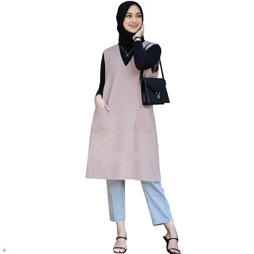 Cardigan Panjang Tanpa Lengan Rompi Atasan Wanita Kekinian Korean Syle