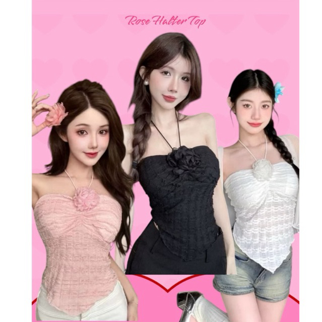 Rose Halter neck Top flower tanktop bra