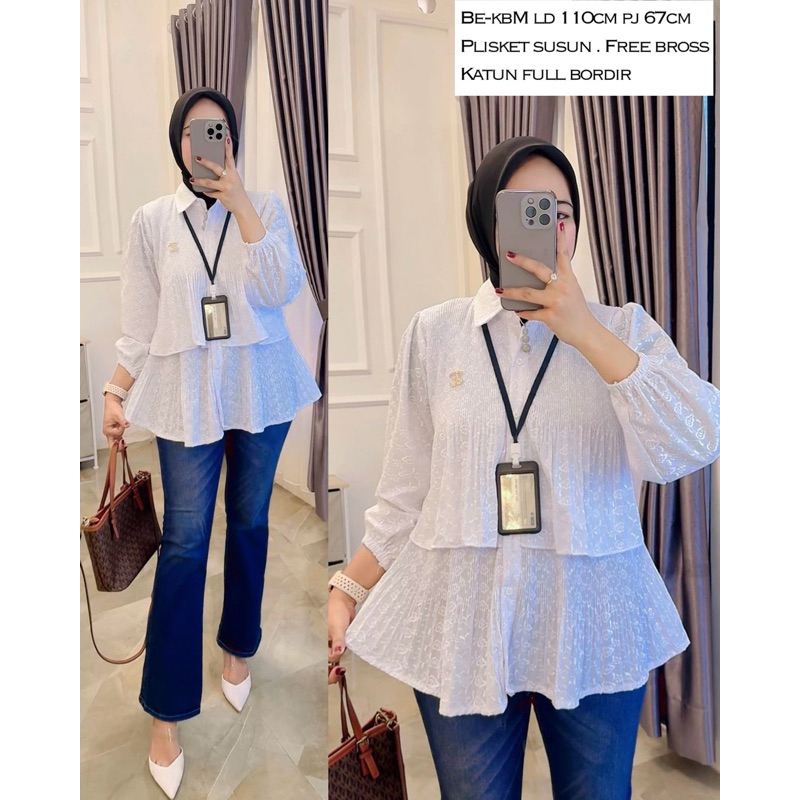 Blus Putih Katun Full Bordir