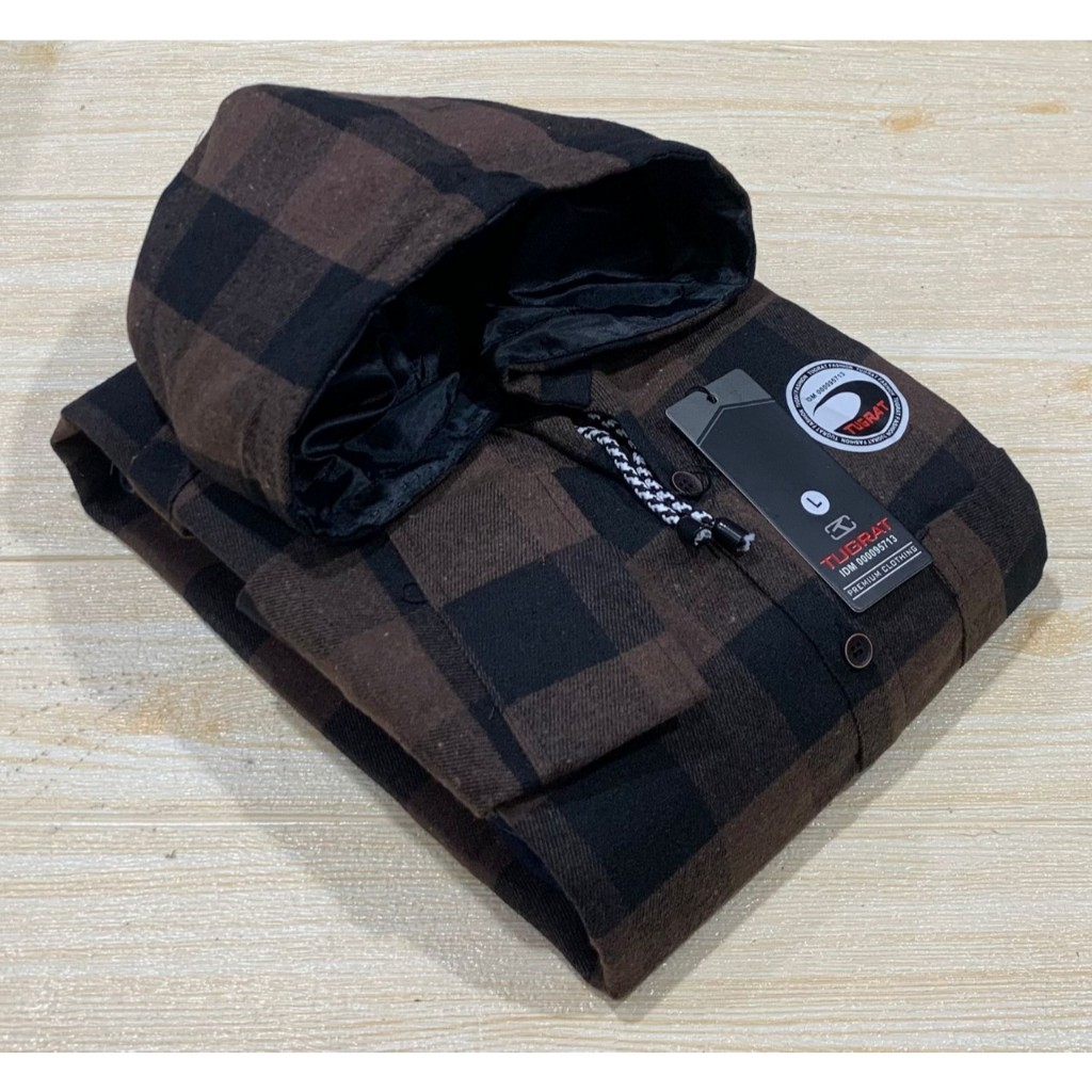 kemeja atasan pria / wanita cowo hoodie hodie sweater kupluk cindung motif kotak lengan panjang swea