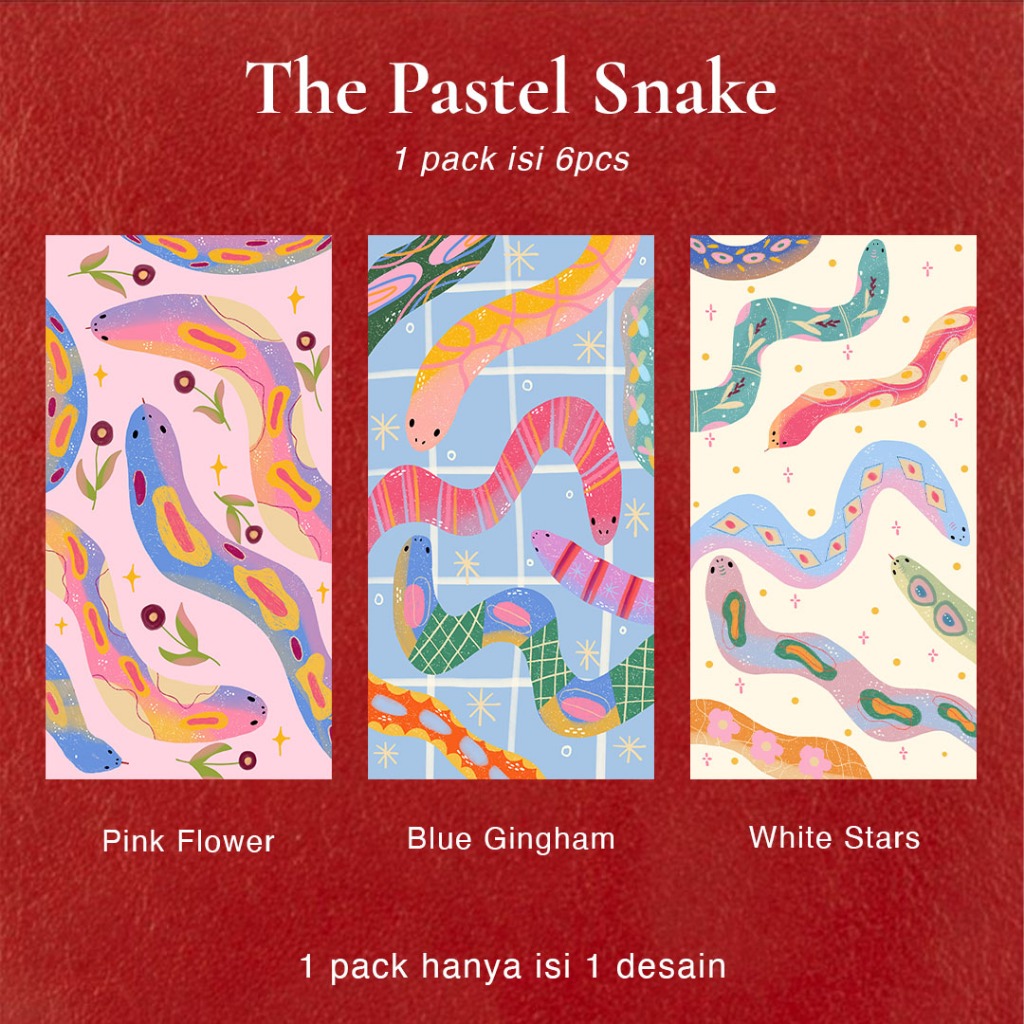 

2025 hongbao collections year of SNAKE: The Pastel Snake (6 Pcs)