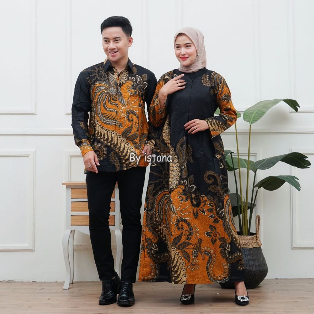 Gamis Batik Couple - Gamis Batik Terbaru - Gamis Batik Kombinasi - Batik Couple - Batik Kapelan - Ba