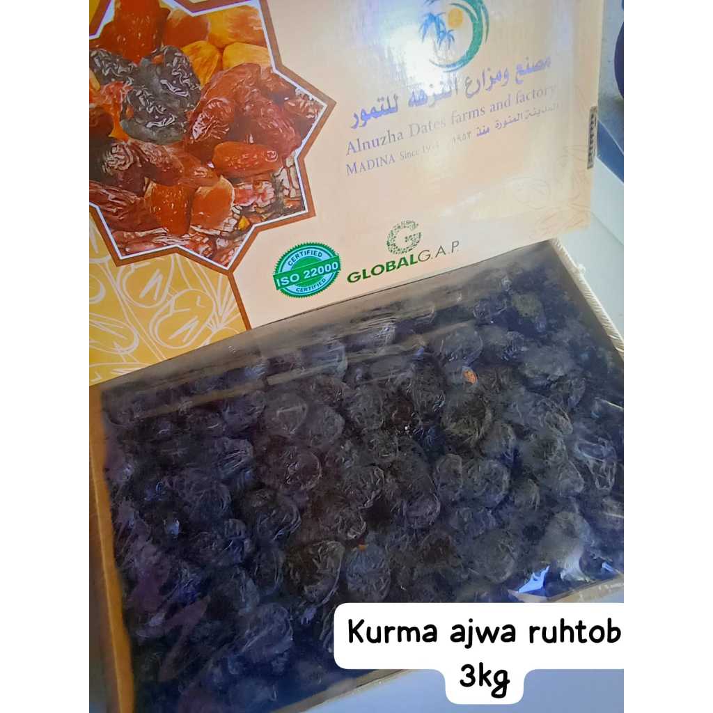 

Kurma ajwa Ruthob 3kg ( Boleh ecer 1kg )