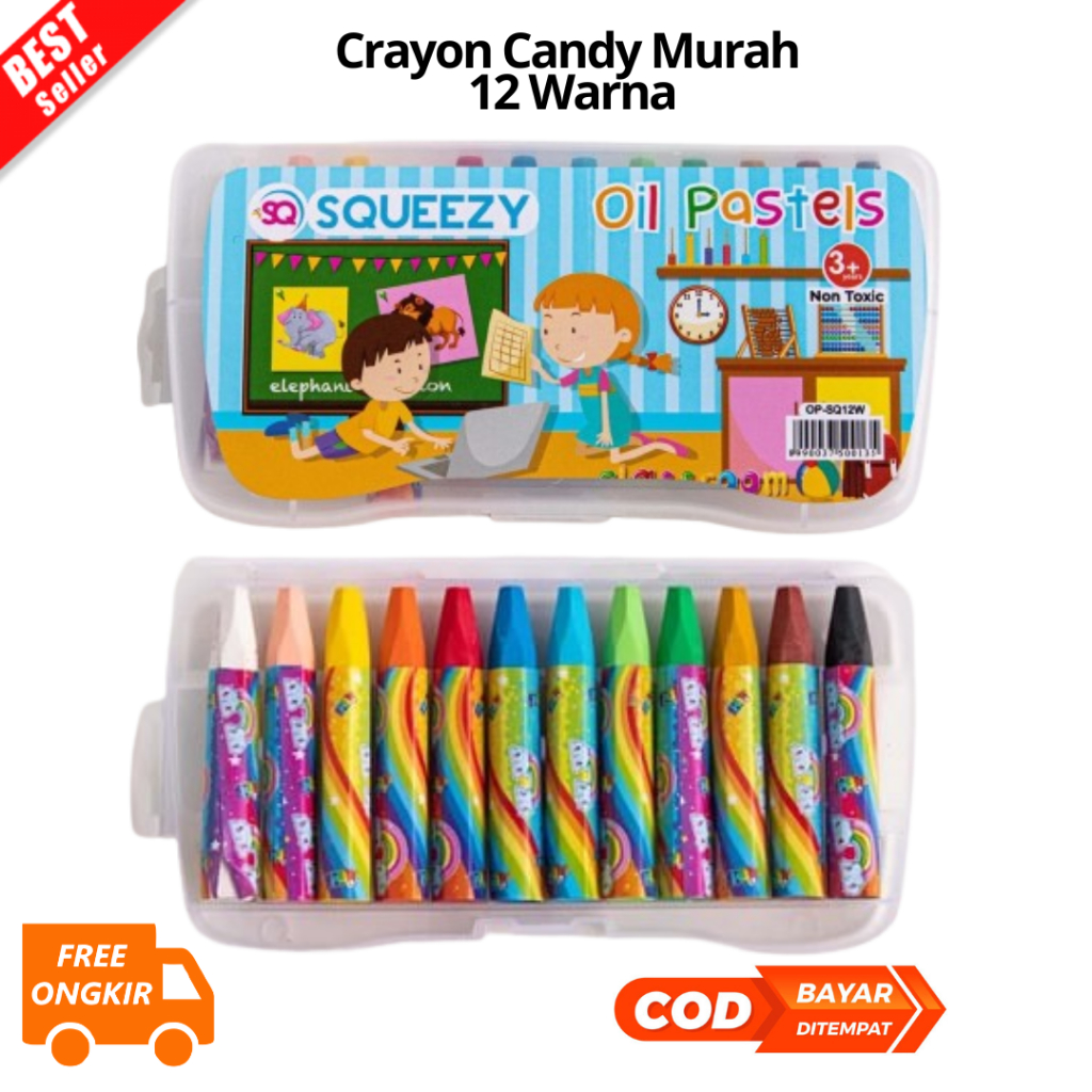 

[JIB] BAYAR DI TEMPAT Crayon Candy Murah 12 Warna / Krayon Squeezy / Oil Pastel CC-0417 MEWARNAI WARNA KRAYON TK SD SMP SMK