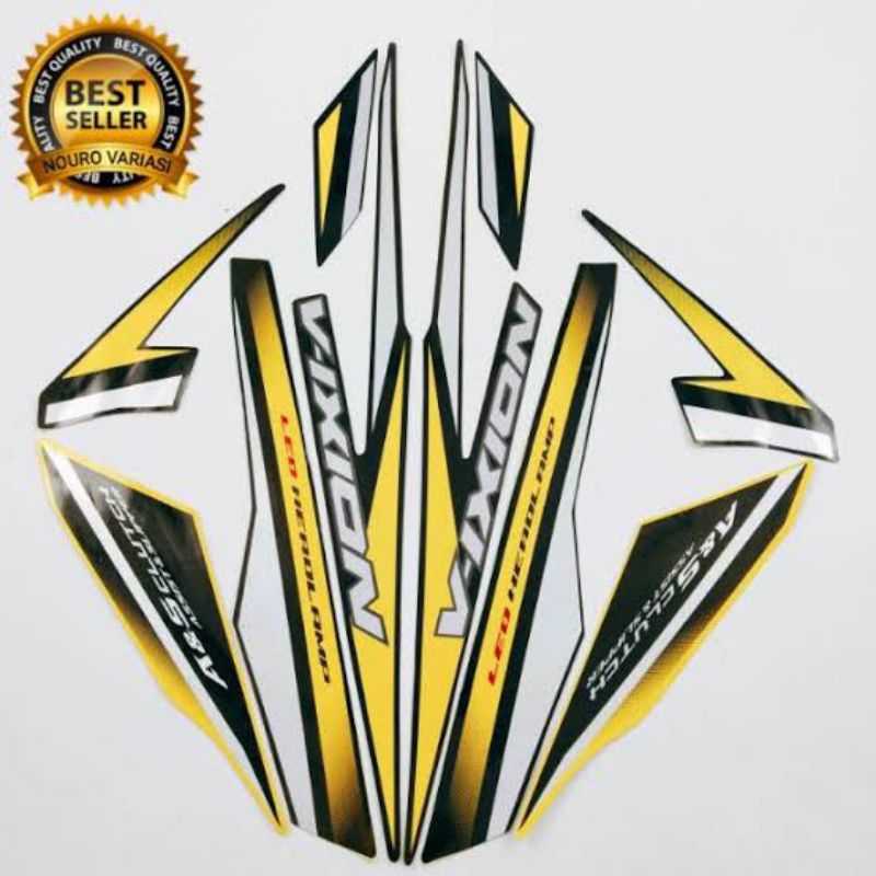 striping stiker yamaha vixion tahun 2019 kuning hitam