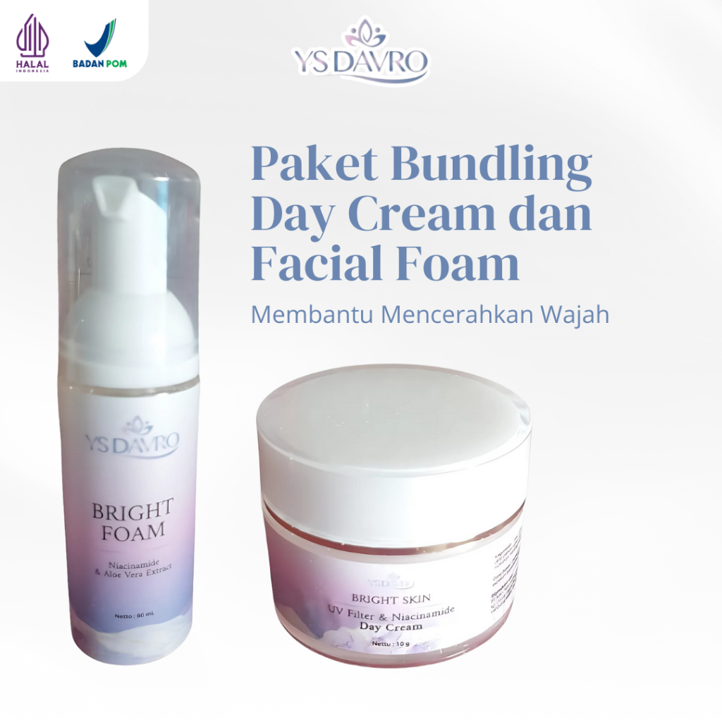 YS DAVRO Paket Bundling Day Cream 10 gr dan Facial 60 ml Mencerahkan Wajah Skincare BPOM