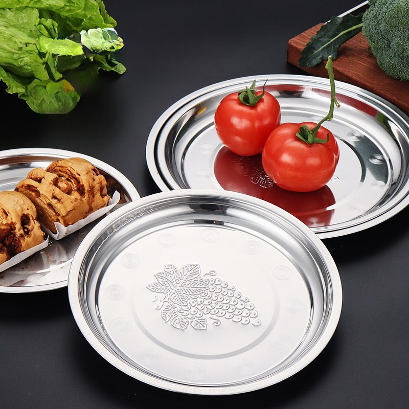 Baki Bulat Piring Oval Stainless Steel Tebal Nampan Baki Loyang Bulat Stainless Steel Baki Serbaguna