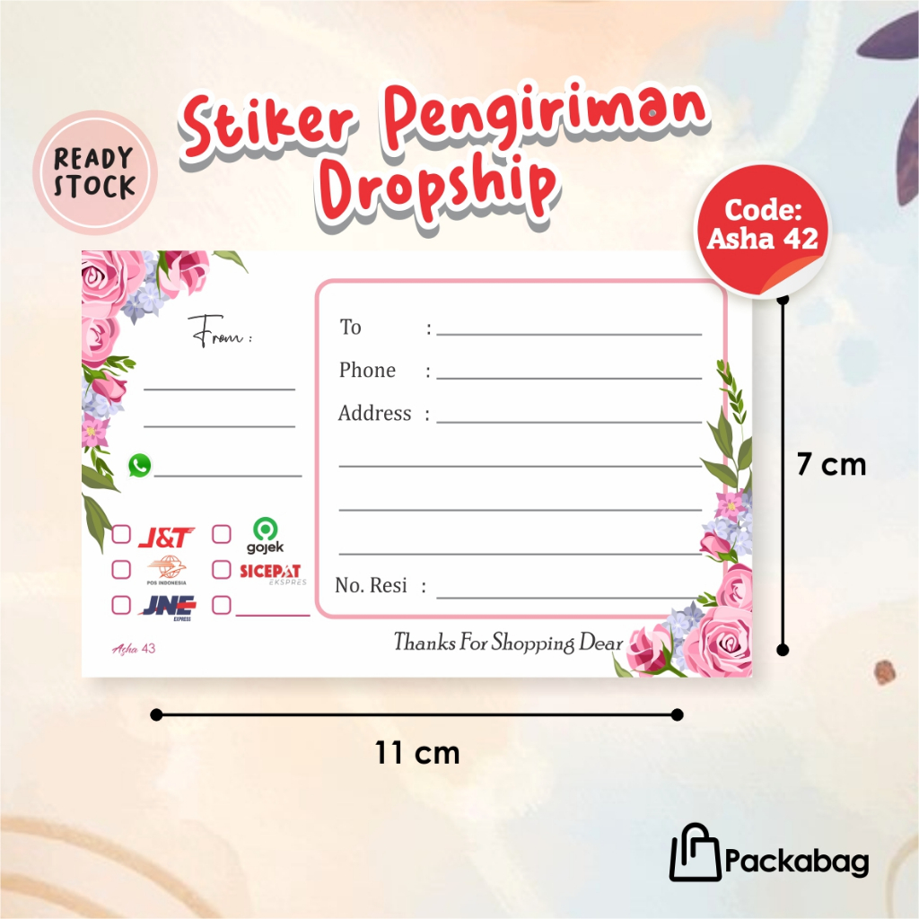 

LABEL STIKER PENGIRIMAN OLSHOP MURAH - STIKER LABEL PAKET OLSHOP READY STOCK - ASHA 42