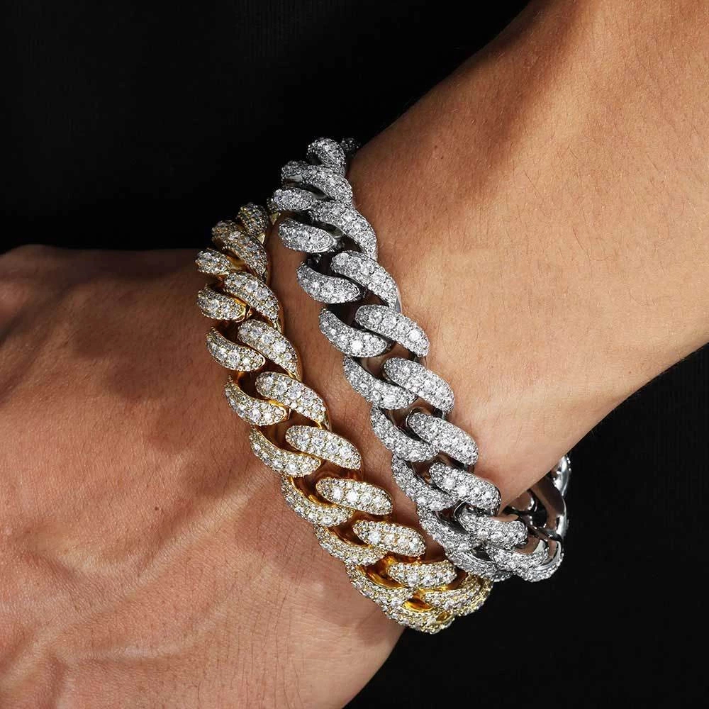 TM - 18/20cm Lebar Gelang Berlian Wanita Gelang Pria /Barang ready Gelang Hip Hop/Pria gelang kuba p