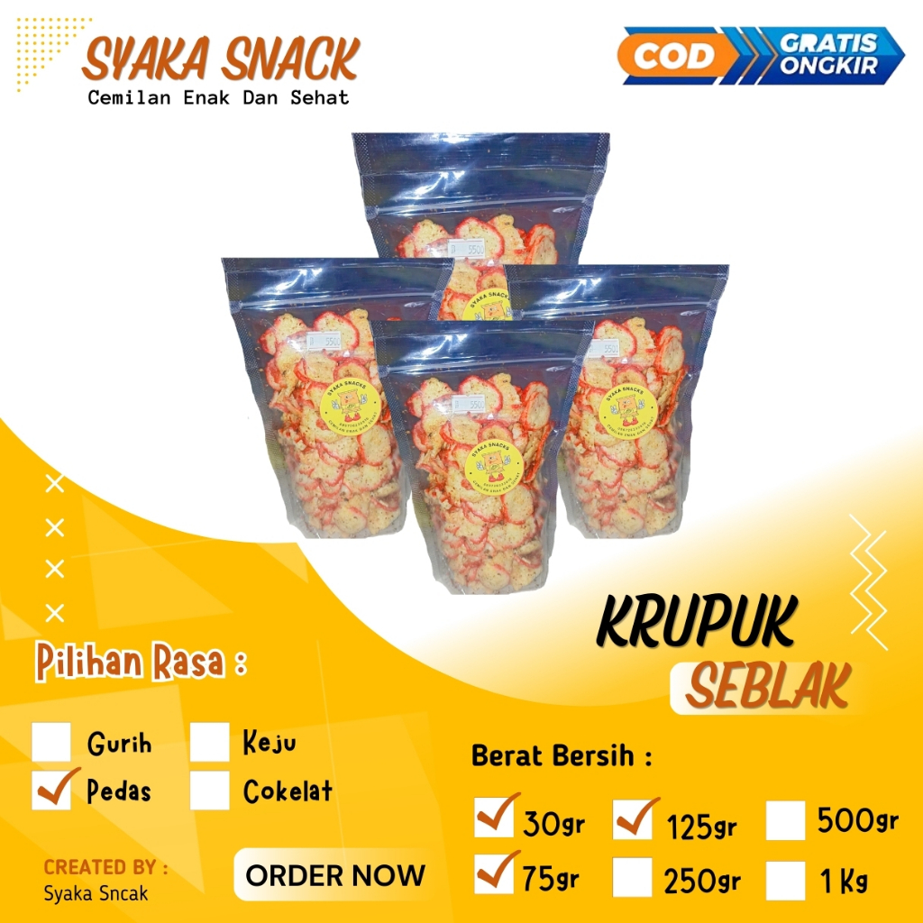 

Cemilan Krupuk Seblak Warna Warni Pedas - Kemasan Kecil