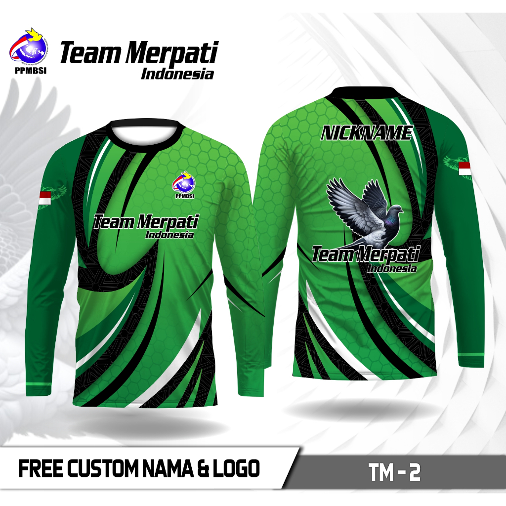 Jersey team merpati baju burung merpati kaos burung dara lengan panjang