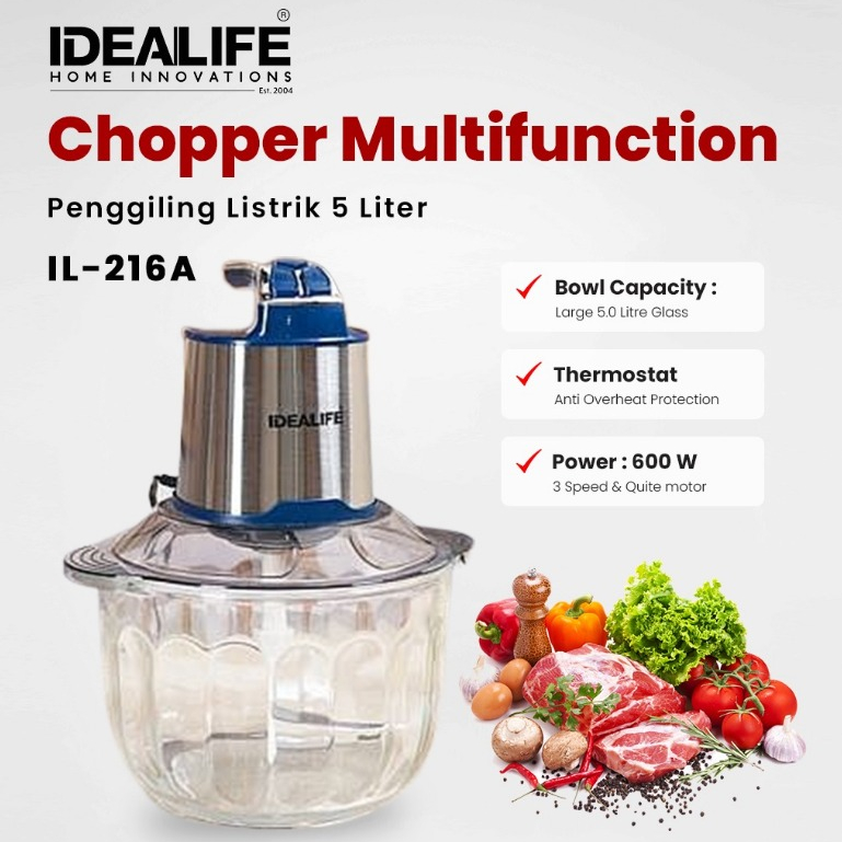 IDEALIFE Electric Chopper 5 Liter Chopper Listrik 5Liter IL-216A IDEALIFE