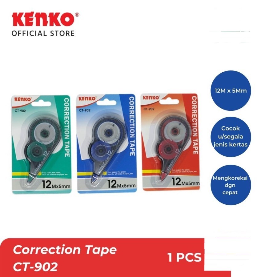 

Tip Ex Correction Pen Kenko CT-902 Original (1 PCS) / Correction Tape Pita Koreksi Kenko CT 902 / Tip Ex Pita Fancy Serbaguna