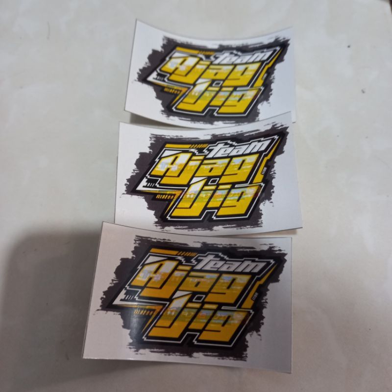 3 pcs sticker tulisan ajag ijig kuning. stiker bus bis