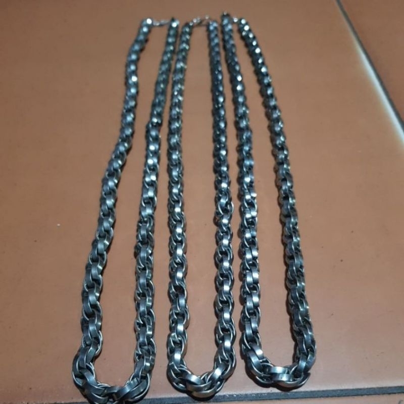 kalung rante tambang besi putih anti karat