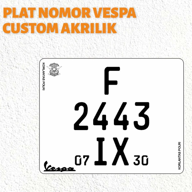 Plat Motor Vespa Akrilik Custom
