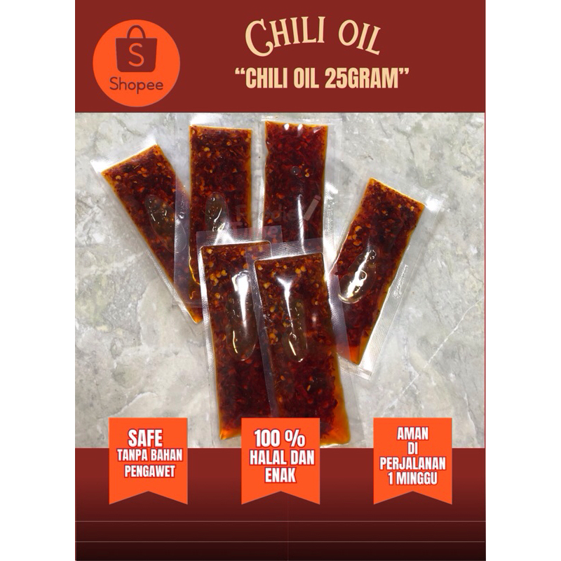 

Chili oil sachet 25gram (harga untuk 1sachet)