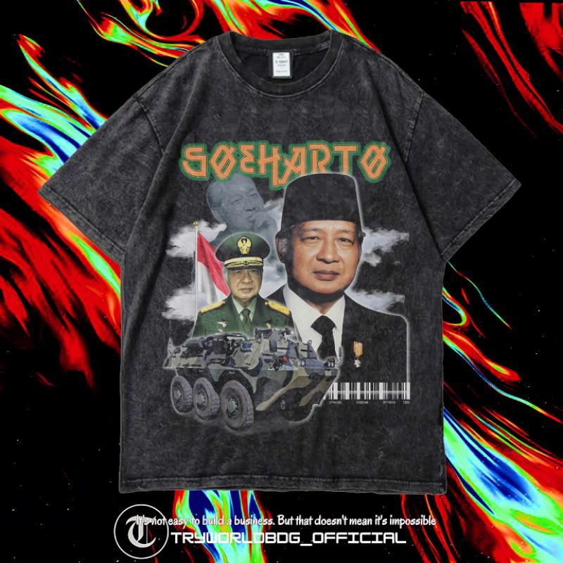 TRYWORLDBDG OFFICIAL "SOEHARTO" KAOS OVERSIZED | KAOS WASHED | STONE WASH | OVERSIZED T SHIRT | KAOS