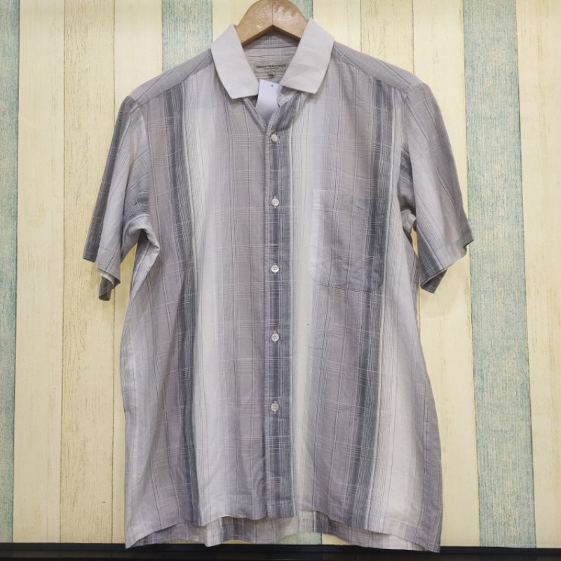 Kemeja Cewek Putih Motif Garis Bonario (M) - Atasan Preloved