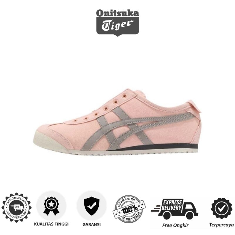 Sepatu Onitsuka Tiger Original Mexico 66 Slip On Pink Grey