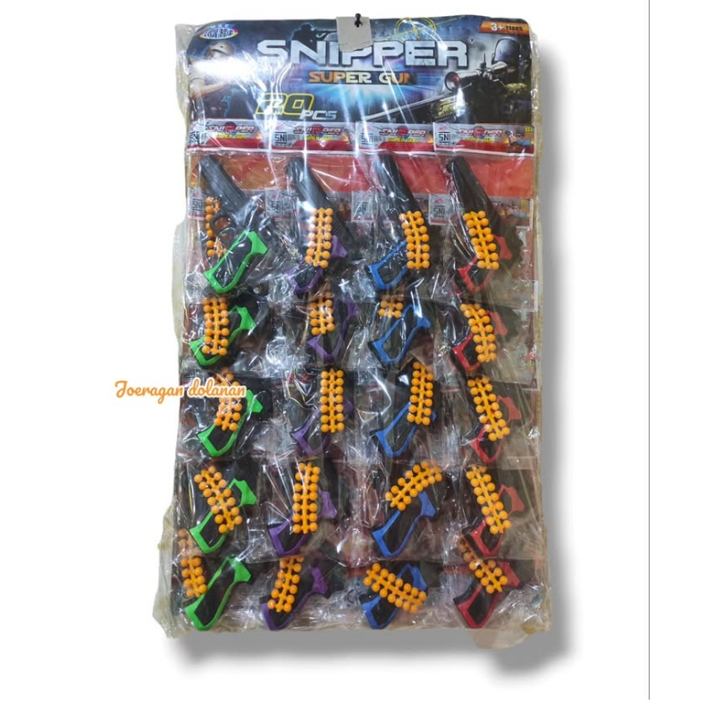 20pcs Mainan Fancy Pistol-pistolan Hitam peluru bulat