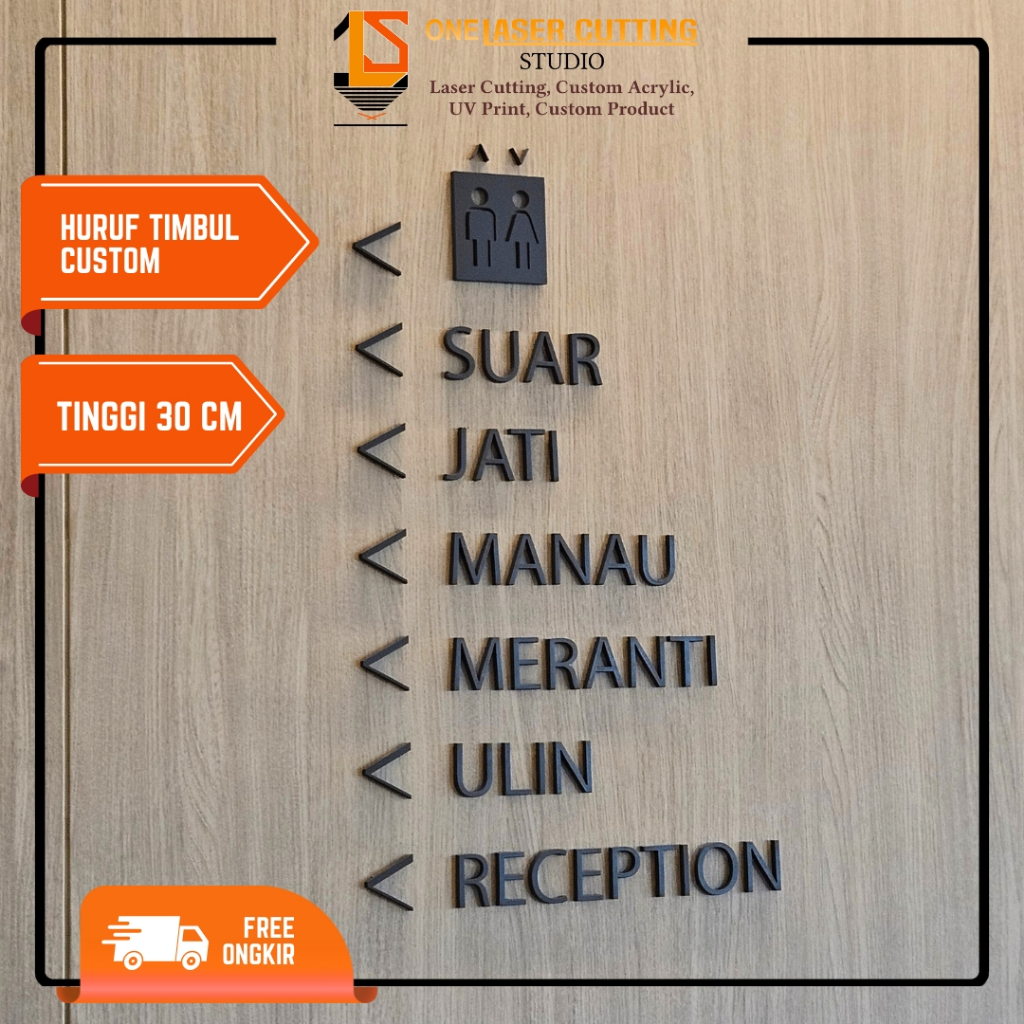 Huruf Timbul Akrilik | tinggi 30 cm | Custom Laser Cutting