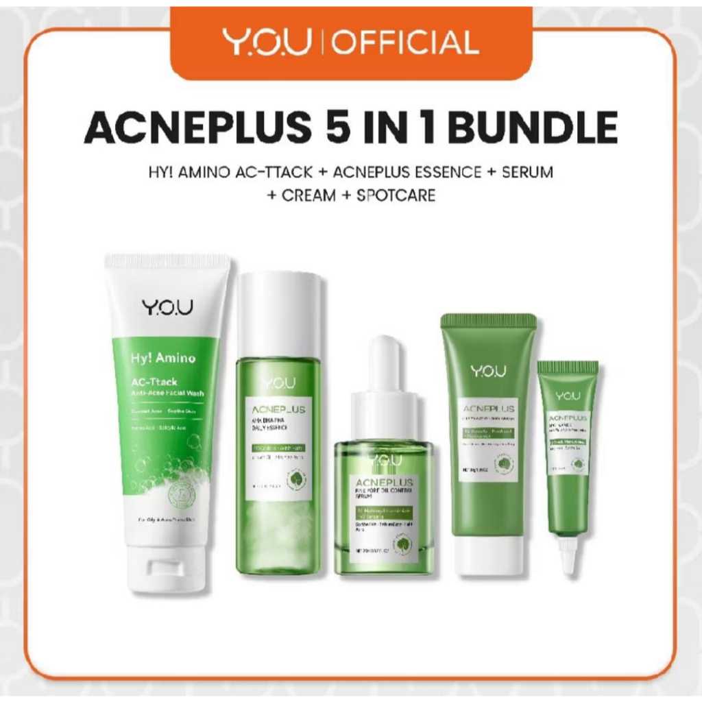 YOU AcnePlus 5-in-1 Bundle with Niacinamide Centella AHA Paket Acne Atasi Jerawat  Paket Skincare