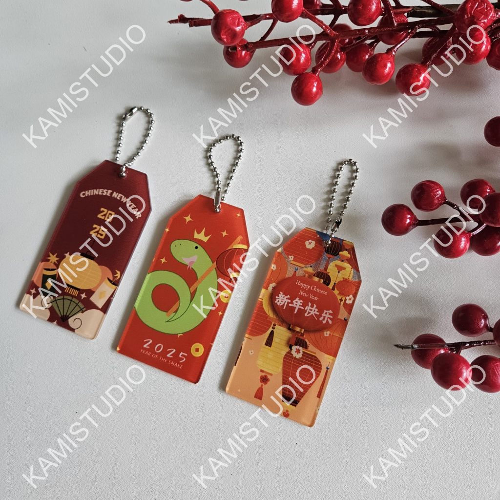 TAG AKRILIK CNY RECTANGULAR/ GANTUNGAN HAMPERS / UCAPAN CHINESE NEW YEAR/ GANTUNGAN UCAPAN / UCAPAN 