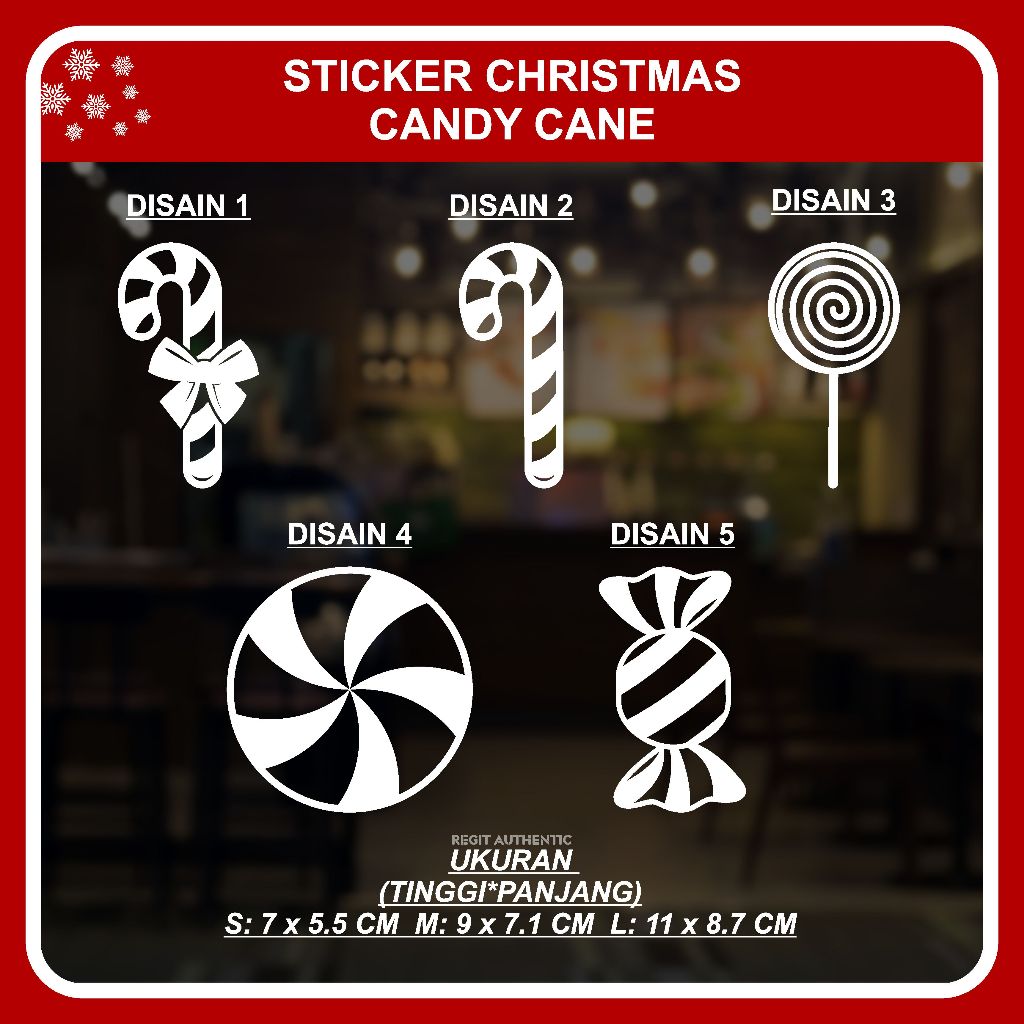 CUTTING STICKER CUSTOM / STIKER PERMEN NATAL STICKER CANDY CANE / STICKER CHRISTMAS STIKER NATAL KAC
