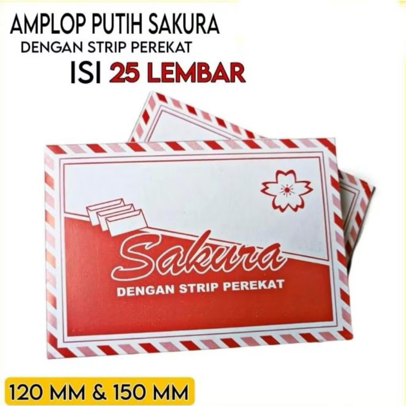 

*BeautyStore* (1BOX 25 LEMBAR) Amplop Saku Sakura Putih | Putih Undangan