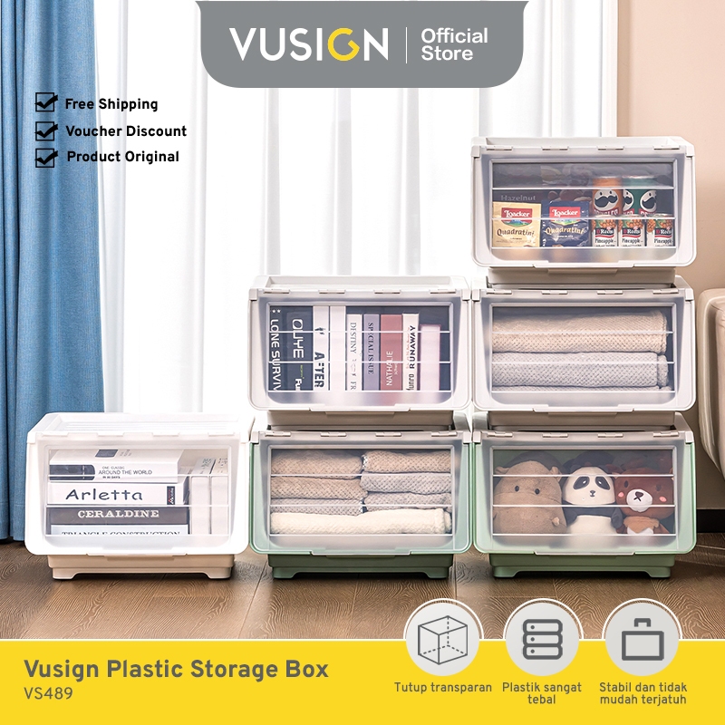 Vusign Storage Box / Box Penyimpanan Sepatu Plastik 43 cm Double Open Lid VS489