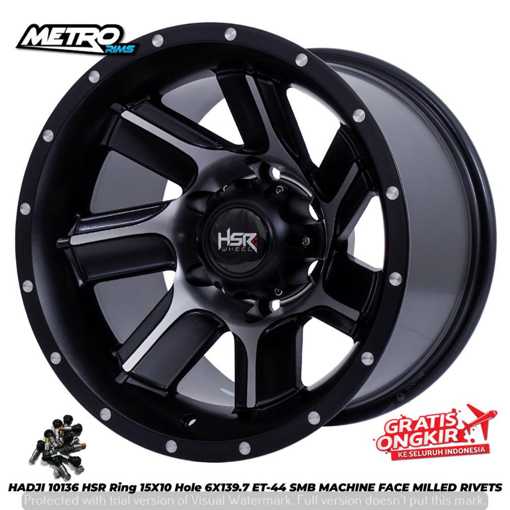 VELG HADJI HSR R15X10 H6X139,7 ET-44 SMB pelek celong mobil hardtop, everest, ranger, blazer ring 15