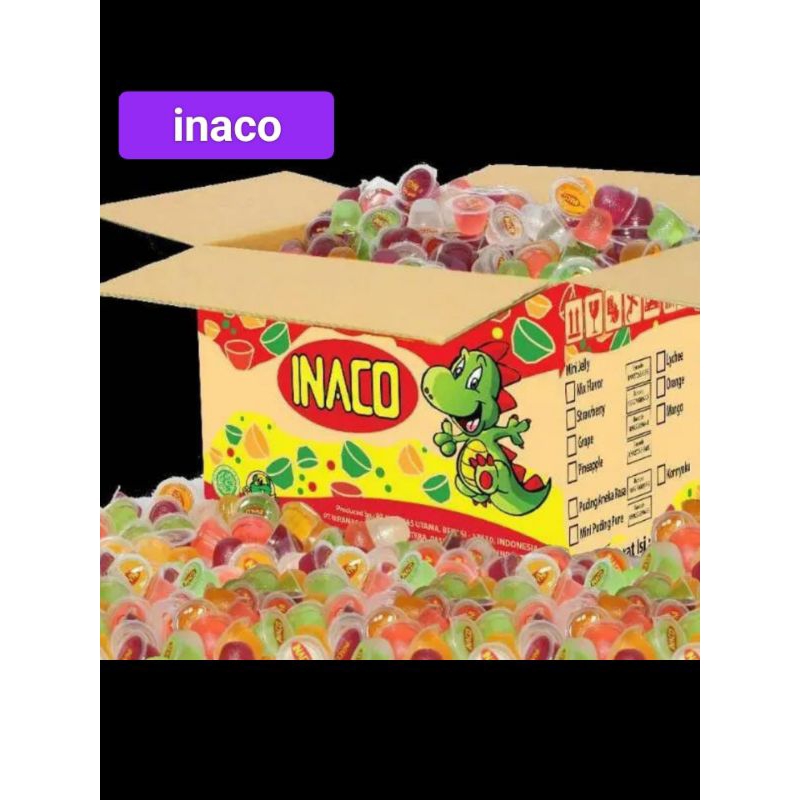 

inaco jelly makanan cemilan kemasan 1kg repack anak ember